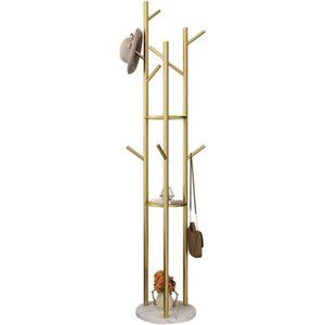 Gold Coat Rack Stand, Metal Coat Racks Freestanding with 3 Storage Shelves
